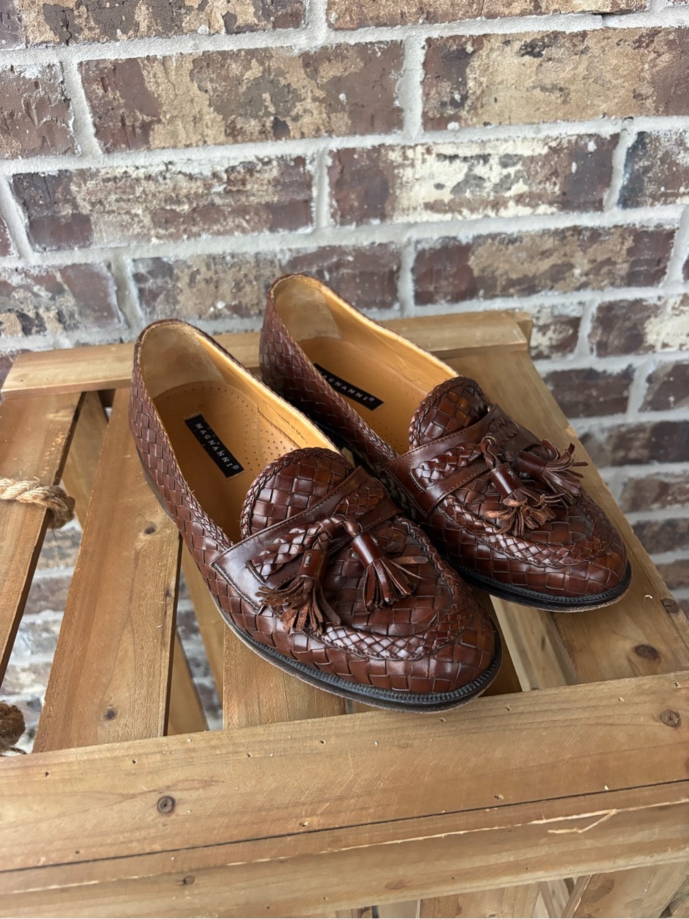 Magnanni Woven Leather Tassel Loafers – Brown – Made in Spain – Men’s